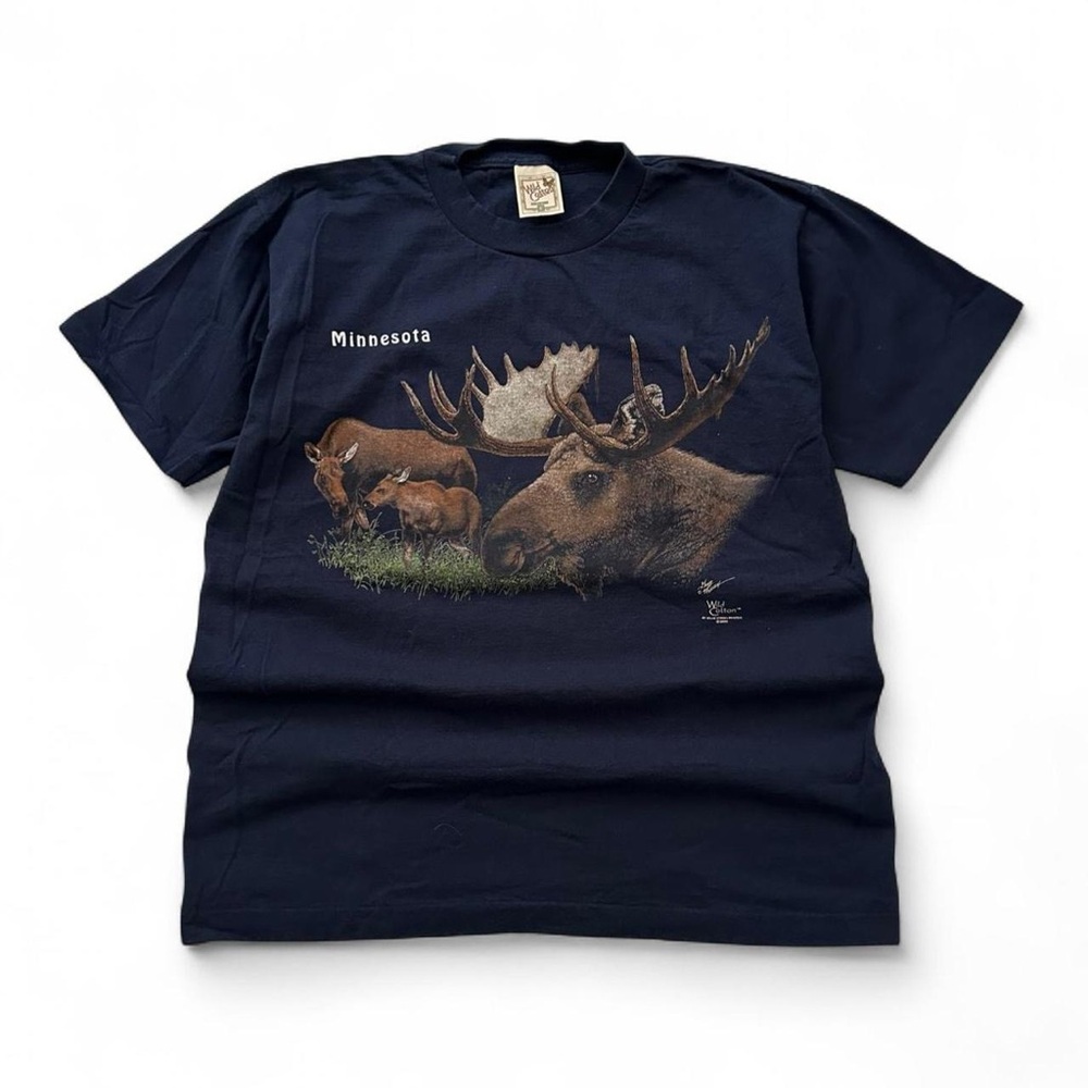 Vintage Minnesota Moose Graphic Tee - Navy L
